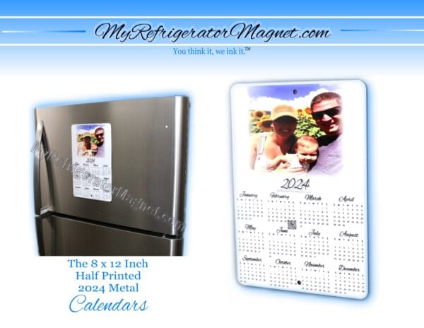A refrigerator magnet with the picture of a person and calendar.