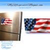 A refrigerator magnet with an american flag on it.