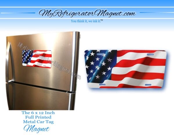 A refrigerator magnet with an american flag on it.