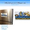 A refrigerator magnet with the words " kingdom clean prestige washing ".