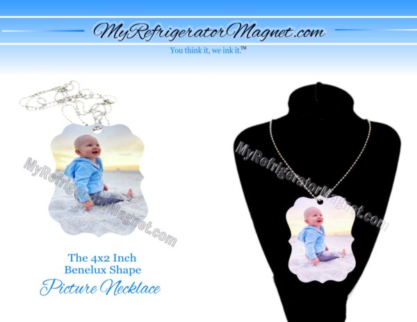A picture necklace with a baby on it.
